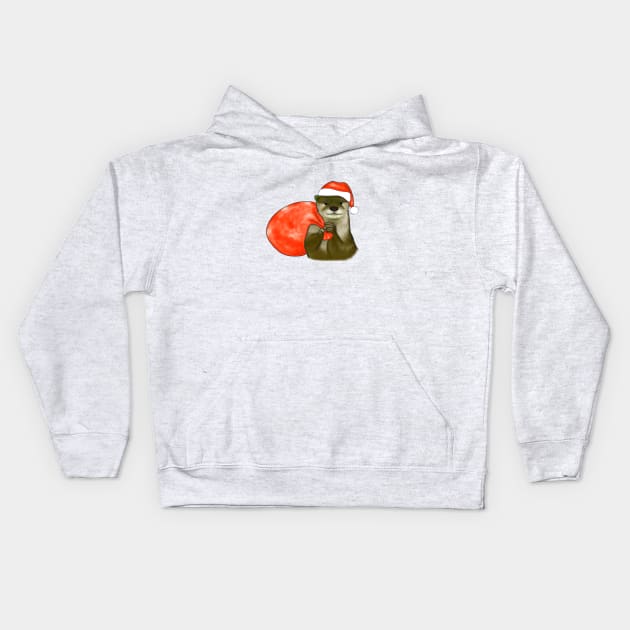 Christmas Otter Kids Hoodie by OtterFamily